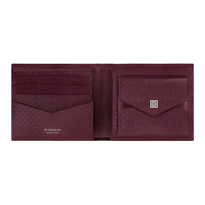 GIVENCHY Calfskin Wallet Women's Black & Burgundy-2