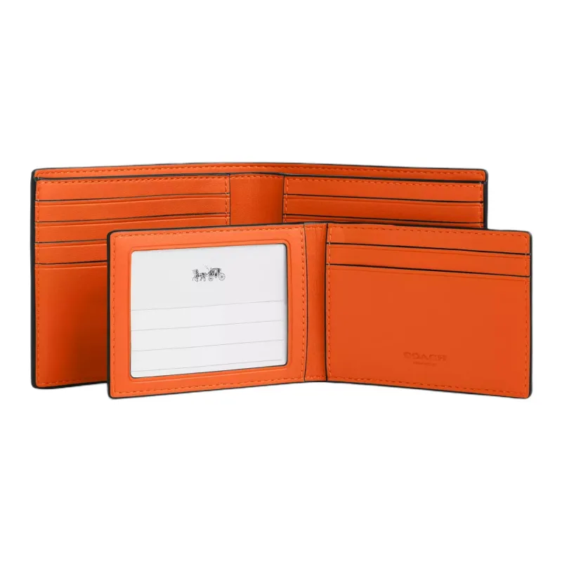 COACH 3 IN 1 Wallet Coated Canvas Wallet Mini Women's Tan & Spice Orange-2