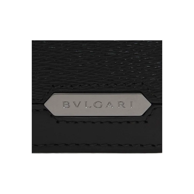 BVLGARI Serpenti Series Calfskin Coin Purse Men's Black-5