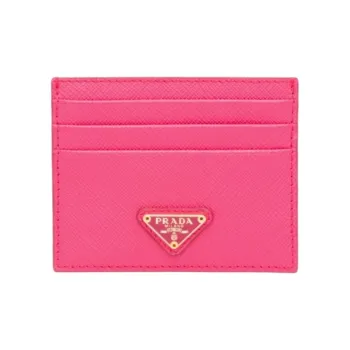 PRADA Saffiano Leather Card Holder Women's Magenta