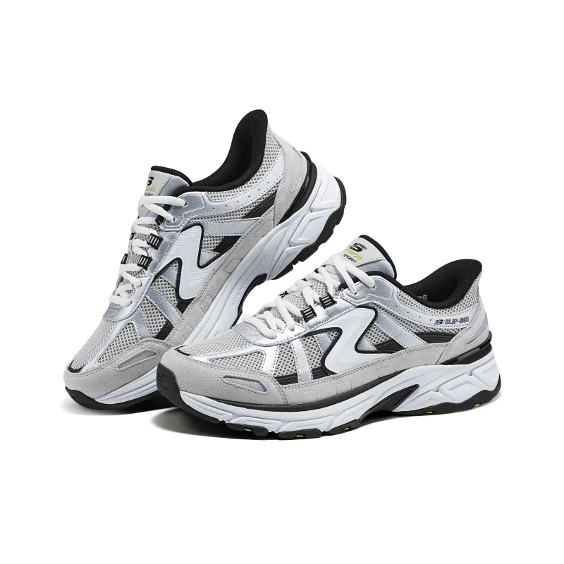 Skechers Silver Wing Anti Slip Wear Resistant Low Top Chunky Sneakers Unisex Silver Gray-3