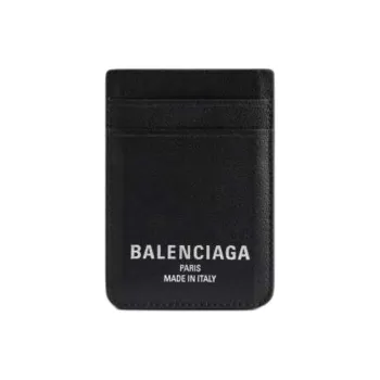 Balenciaga Cow Leather Card Holder Unisex Black