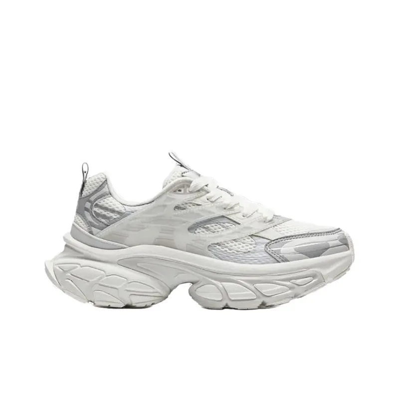 Anta Anti Slip And Wear Resistant Height Increasing Low Top Casual Shoes Men's White Silver Gray-1
