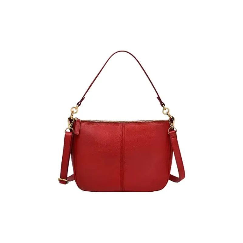 FOSSIL Leather Crossbody Handbag Regular Women's Red-0