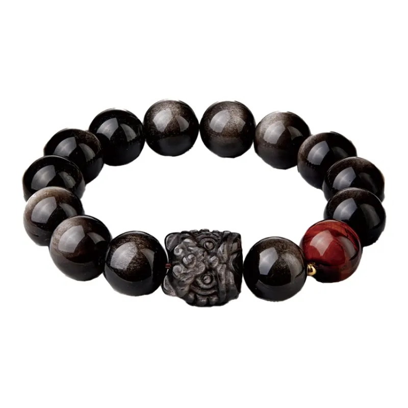 Moonstone Edge Obsidian Bracelets Unisex-5
