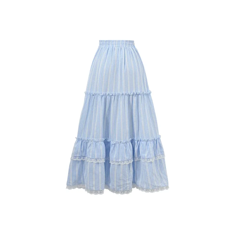 SNBL Casual Long Skirts Women's Blue-1