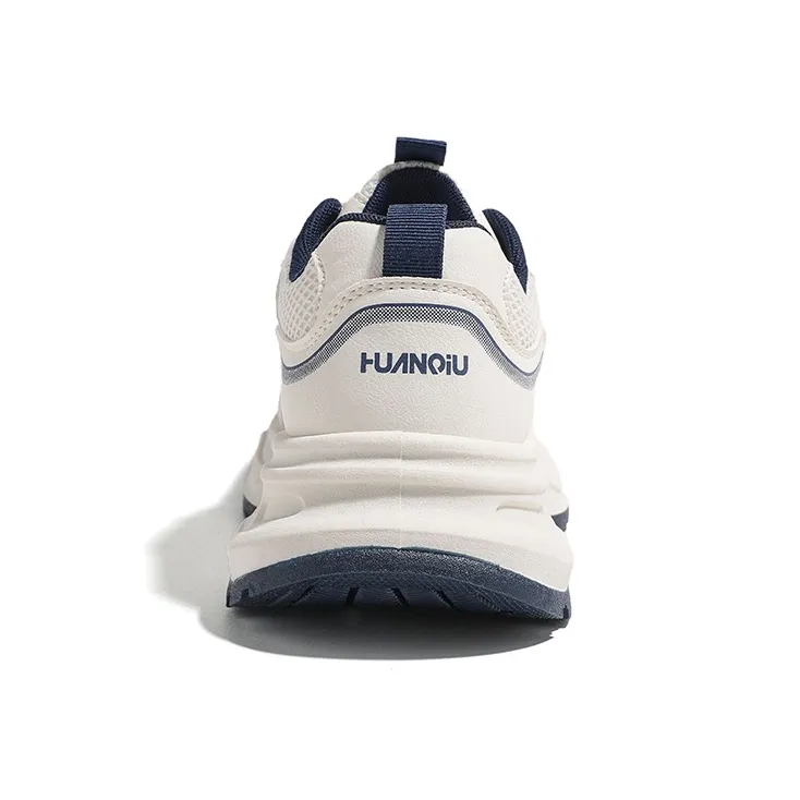 HUANQIU Slip Resistant And Breathable Low Top Chunky Sneakers Women's Beige Blue-3