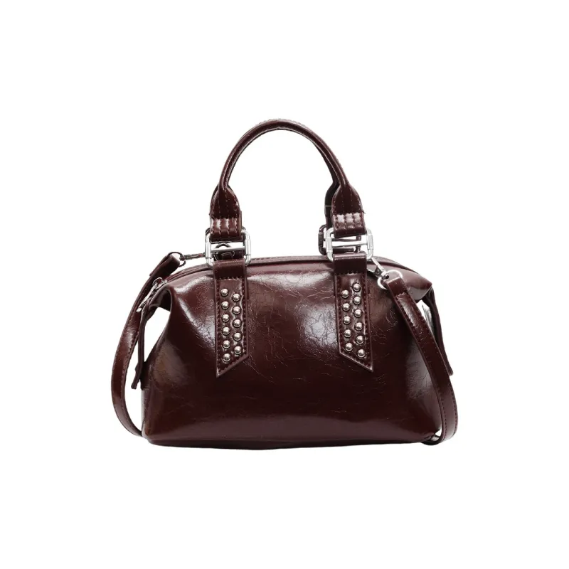 TOUTSEUL YOLO PU Boston Bag Handbag Women's Black/Coffee/Burgundy-12