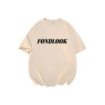 FONDLOOK T-Shirts Unisex Light Beige Apricot