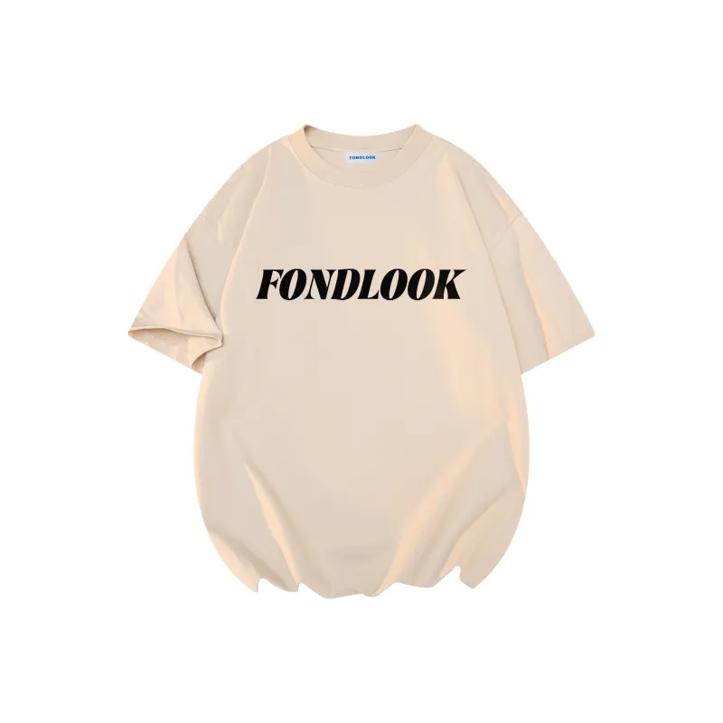 FONDLOOK T-Shirts Unisex Light Beige Apricot-1