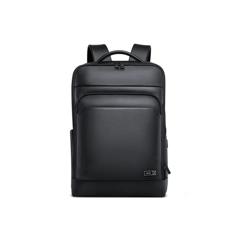 WilliamPOLO Cow Leather Travel Business Backpack Regular Men's Black-0