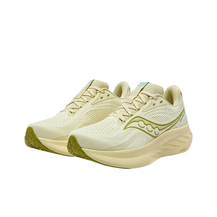 Saucony Ride 18 Shock Absorbers Low Top Running Shoes Unisex Yellow Green-2