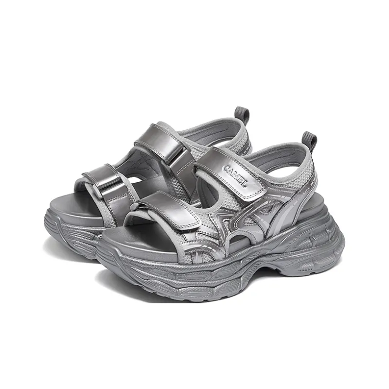 CAMEL Beach Sandals Women's Silver, Black, Beige-2