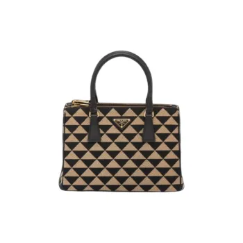 PRADA Fabric With Leather Handbag Women's Brown & Black
