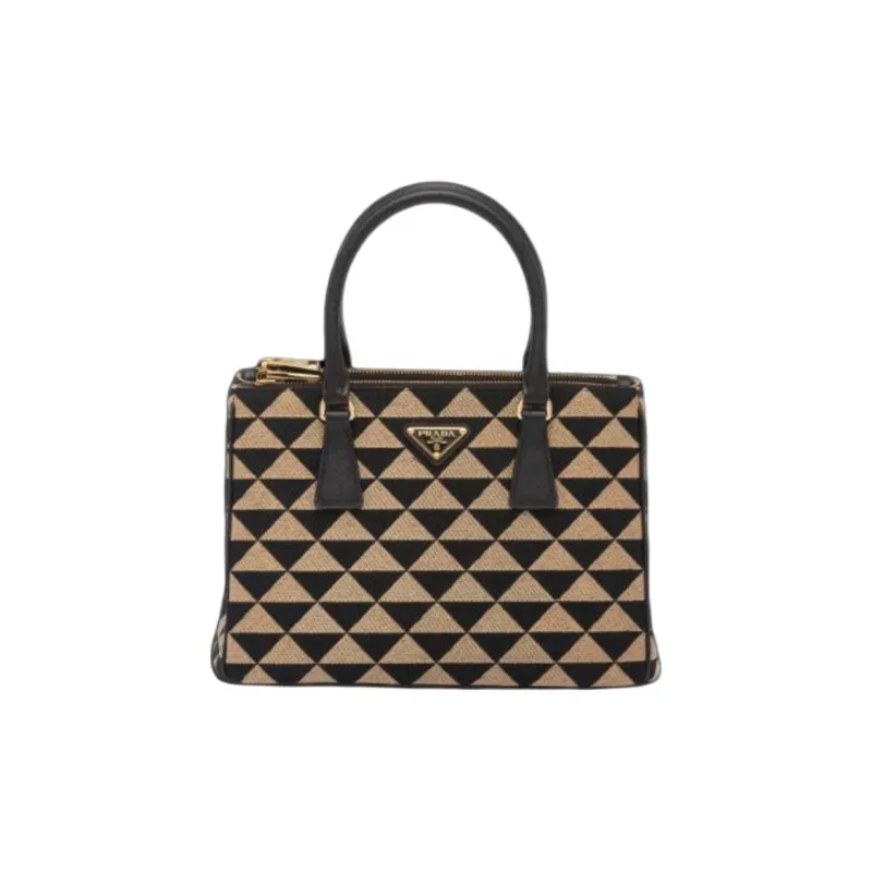 PRADA Fabric With Leather Handbag Women's Brown & Black-0