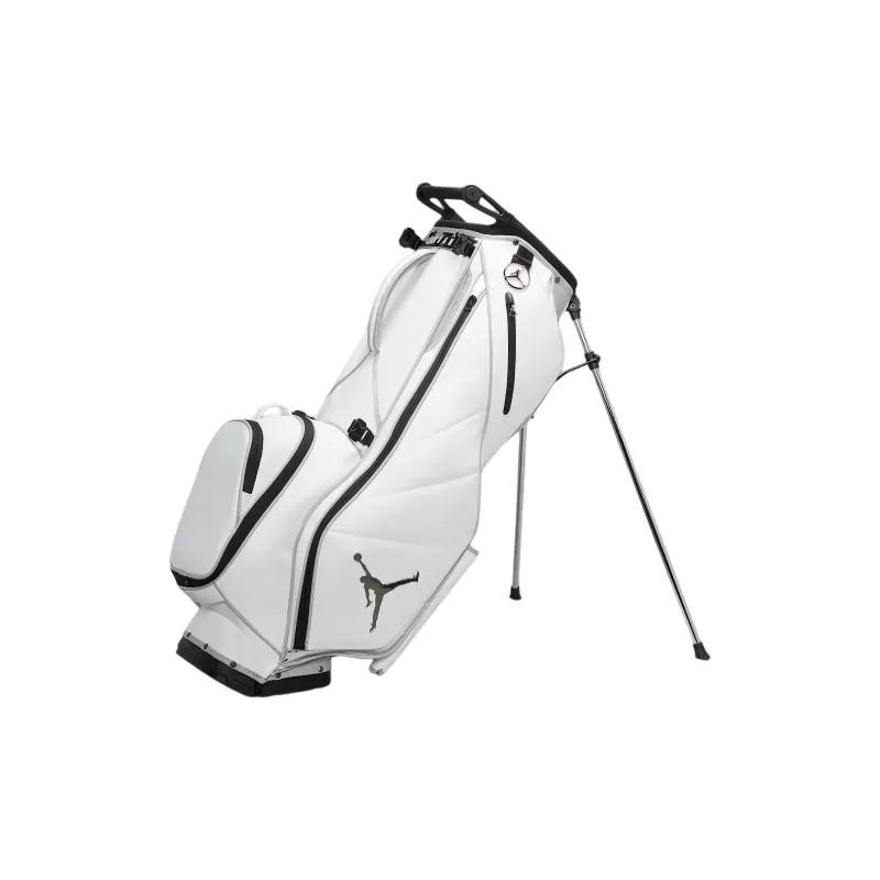 Jordan Fade Away Synthetic Leather Golf Bag For Travel Storage Bag Men's White & Wolf Gray & Metal Silver-1