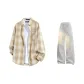 Apricot Plaid+White Heather Gray Pants