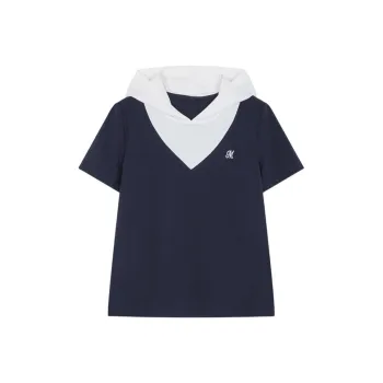Mo Han Yi Mei Regular T Shirt Women's Navy Blue & White