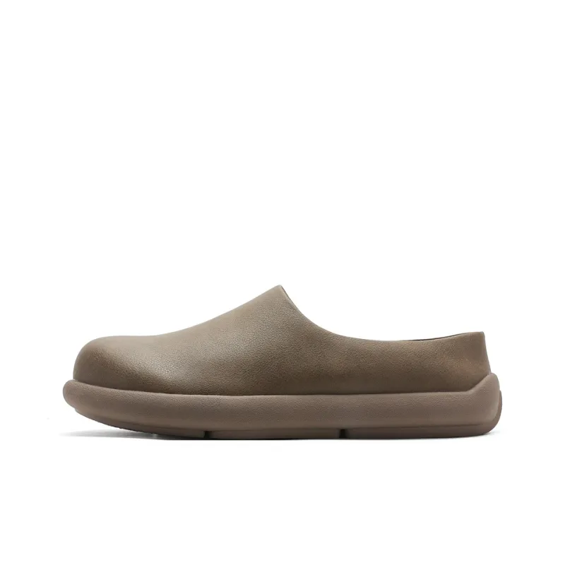 IZEIZIG Rubber Sole Leather Patchwork Odor Resistant Abrasion Resistant Slip Resistant Closed Toe Slippers Men's-4