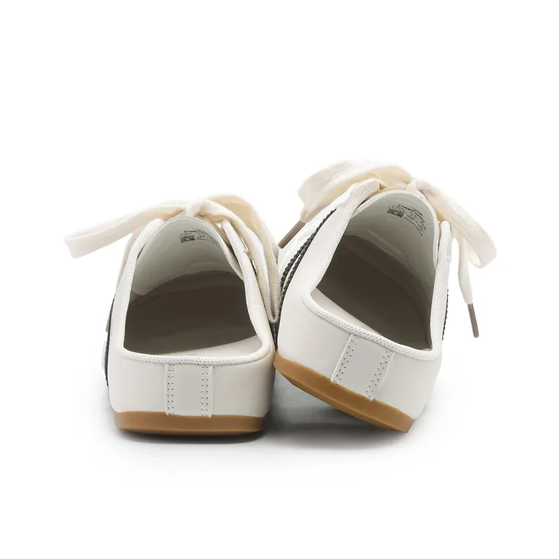 DEERWAY Slip Resistant Abrasion Resistant Odor Resistant Quiet Closed Toe Slippers Women's White Black-4