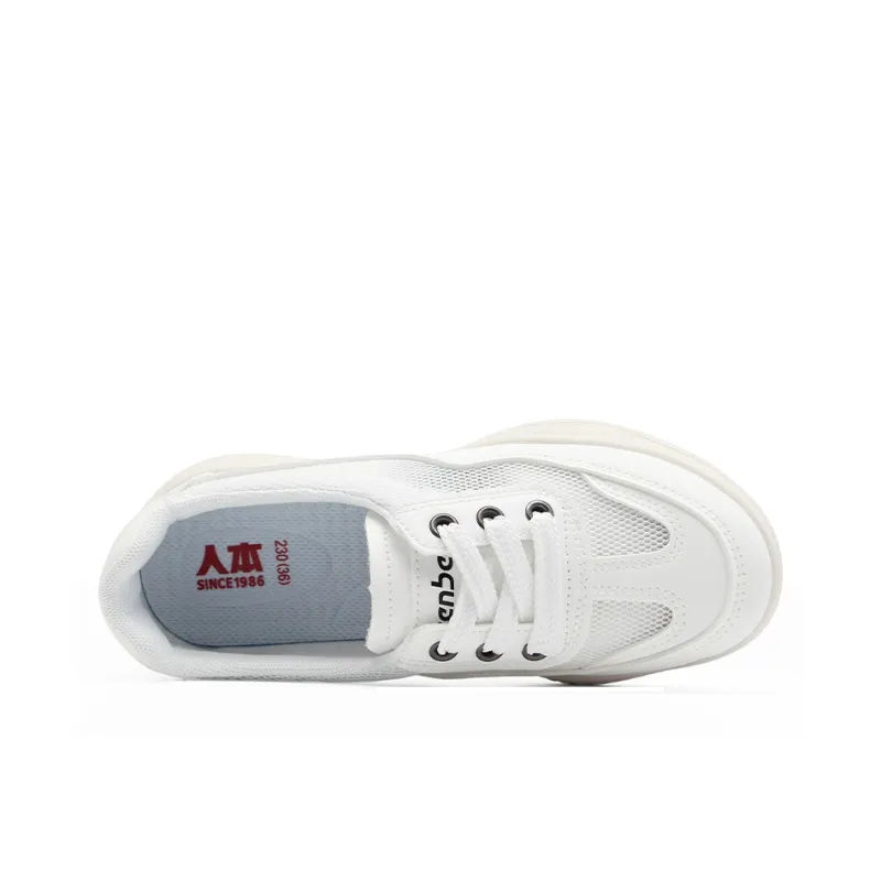 RENBEN Breathable And Lightweight Low Top Casual Shoes Women's White-3