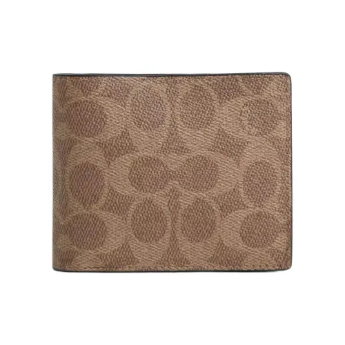 COACH 3 IN 1 Wallet Coated Canvas Wallet Mini Women's Tan & Spice Orange
