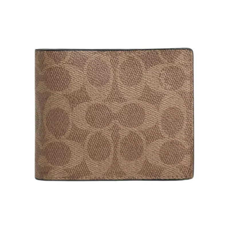 COACH 3 IN 1 Wallet Coated Canvas Wallet Mini Women's Tan & Spice Orange-0