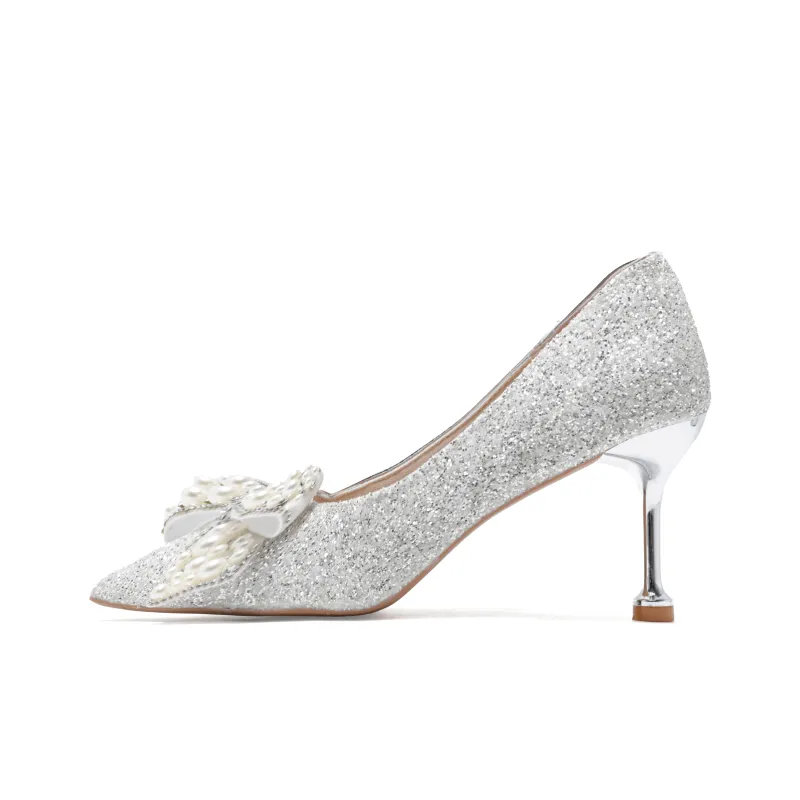 Be Good Slim Heel High Heels Women's Silver-0