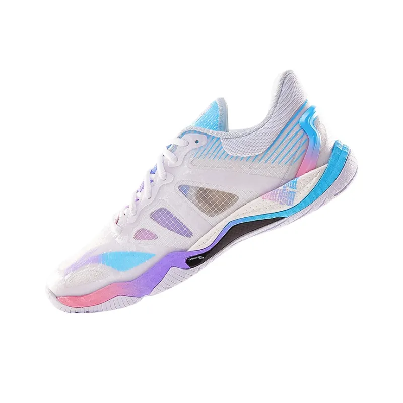 LiNing Shock Absorbers Slip Resistant Breathable Low Top Badminton Shoes Unisex White Blue-3