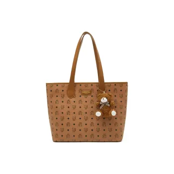 Old Man's Head Synthetic Leather Tote Bag, Shoulder Bag Women's Brown/Pink