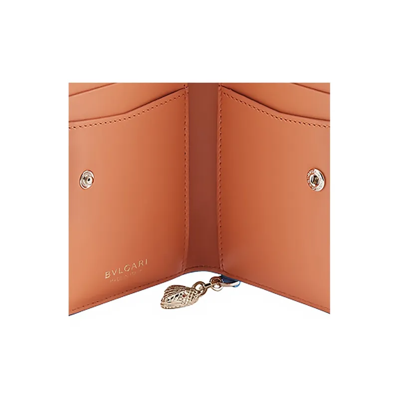 BVLGARI Serpenti Forever Calfskin Card Clip Card Holder Women's Blue-3
