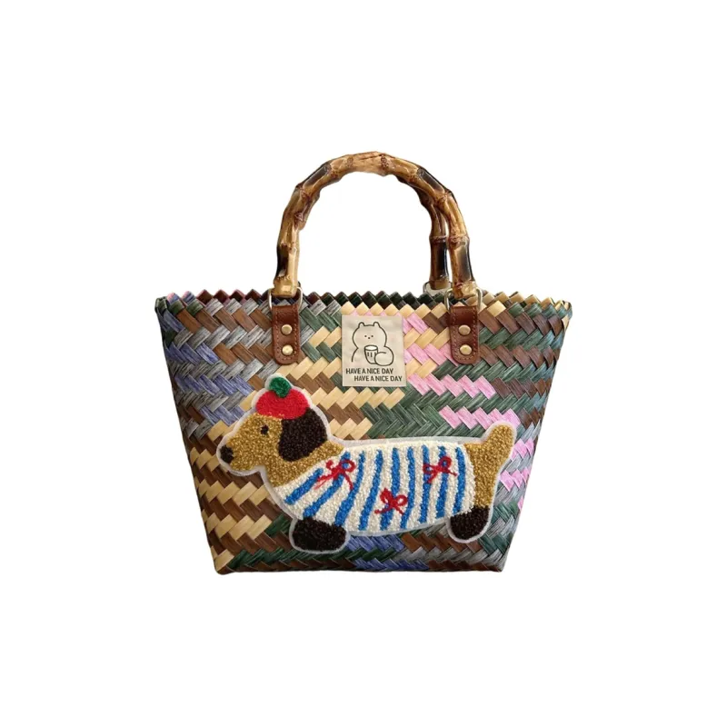 Single Warehouse PET Basket Bag Handbag Women's Multicolor Dachshund-0