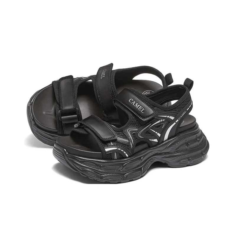 CAMEL Beach Sandals Women's Silver, Black, Beige-7