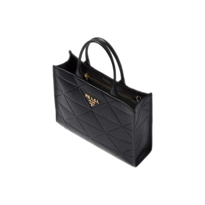 PRADA Symbole Leather Handbag Tubas Women's Black-1