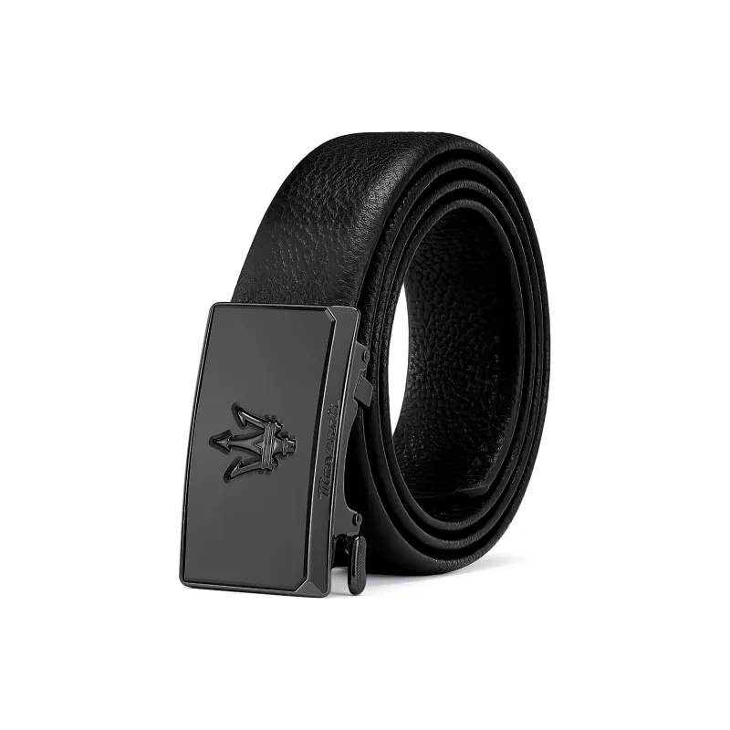 Maserati Cow Leather Belts Men's Black Width  3.5cm-0