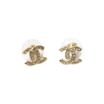 CHANEL Metal, Gold Plated, Crystal Stud Earrings Women's Gold