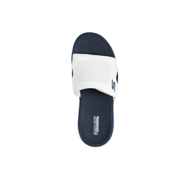 Skechers Max Cushioning Premier 2.0 Rubber Sole Slip Resistant Slide Slippers Men's White Blue-3