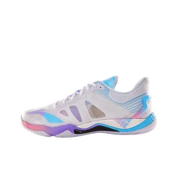 LiNing Shock Absorbers Slip Resistant Breathable Low Top Badminton Shoes Unisex White Blue