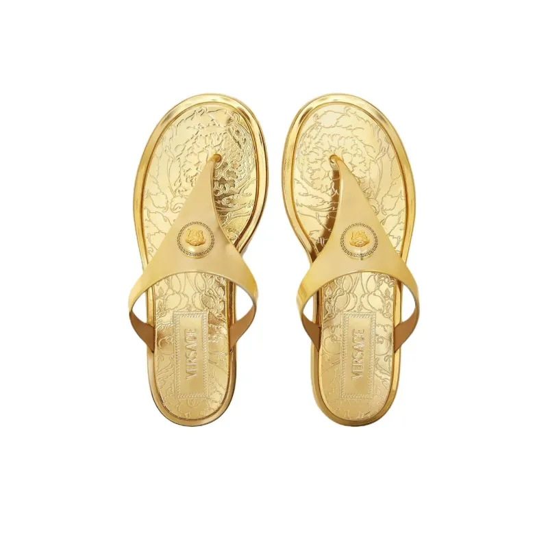 VERSACE Slip Resistant Flip Flops Women's Gold-3