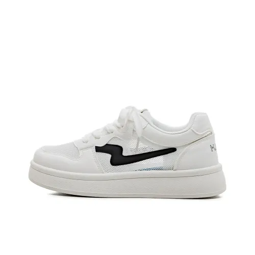 HUANQIU Slip Resistant, Lightweight, And Breathable Low Top Skateboard Shoes Women's White Black