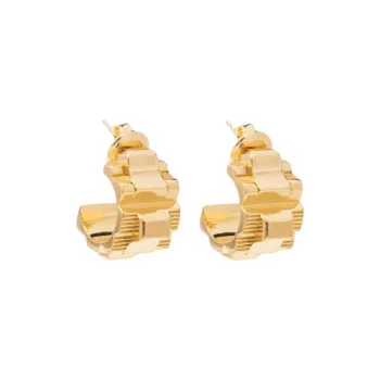 Bottega Veneta Sterling Silver Earrings Unisex Gold