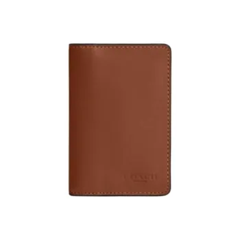 COACH Calfskin Card Holder Mini Men's Saddle Brown