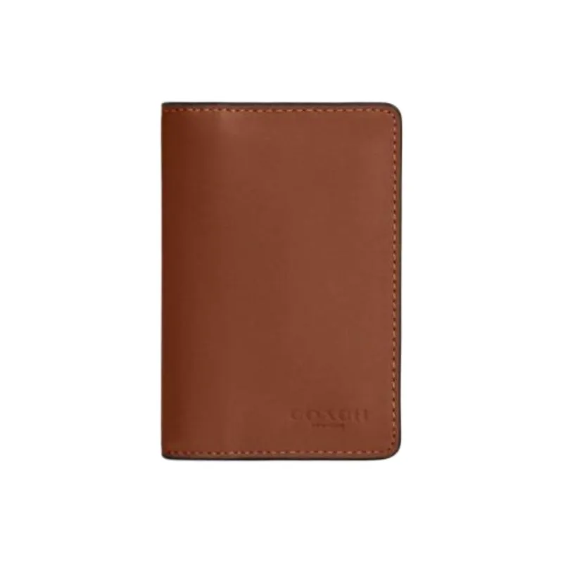 COACH Calfskin Card Holder Mini Men's Saddle Brown-0