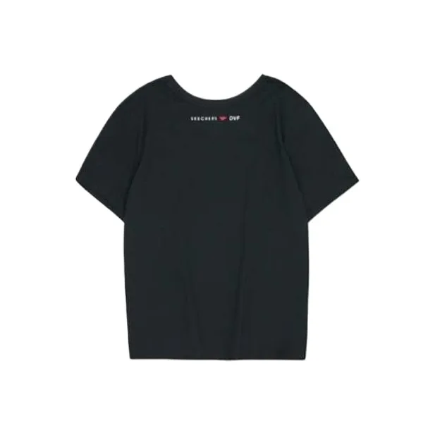 Skechers X DVF Co brand Drop Shoulder Sleeve T Shirt Women's Carbon Black 0018-1