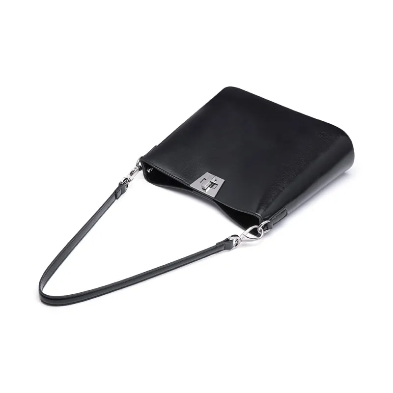 NAVIGARE Split Cow Leather Tote Bag, Shoulder Bag Women's Black/White-3