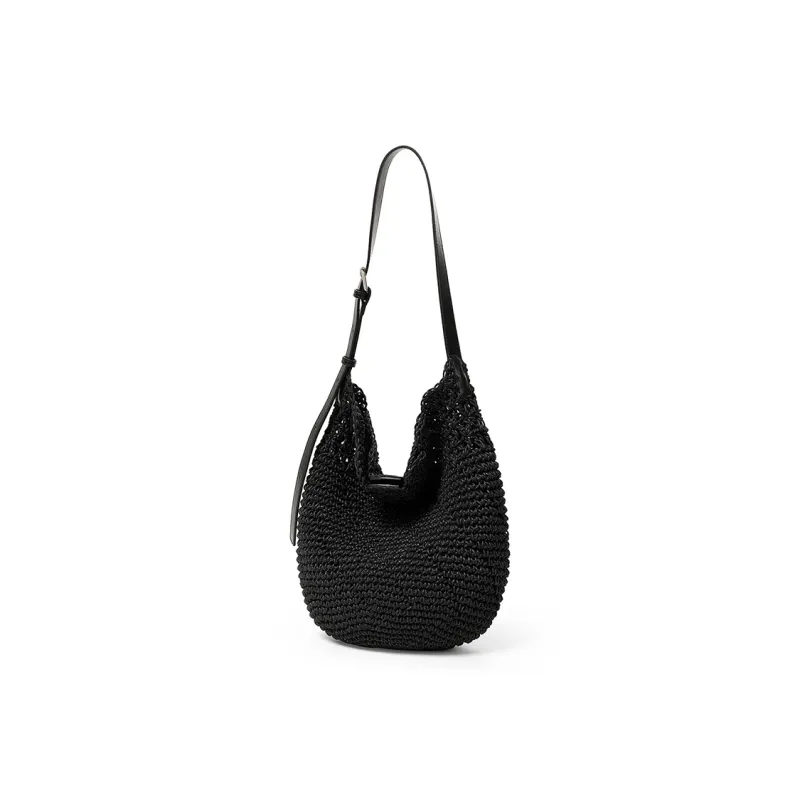 Teenmix Fabric Bucket Bag, Shoulder Bag, Crossbody Bag Regular Women's Ecru/Black-1