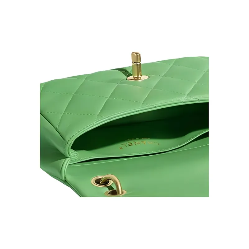 CHANEL 19Bag Smooth Sheepskin & Metal Portable One Shoulder Backpack Crossbody Bag Trumpets Women's Green-4