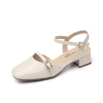 Cigna Chunky Heel High Heels Women's Ecru