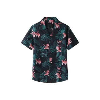 ARTSDON Shirts Men Navy Blue Pattern