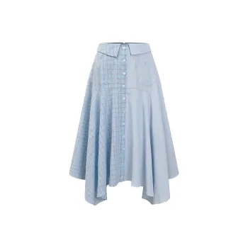 NTOT Casual Long Skirts Women's Light Blue
